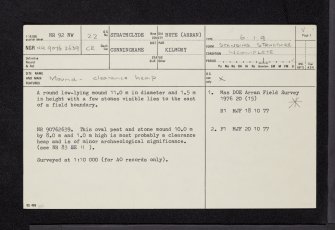 Arran, Kilpatrick, NR92NW 22, Ordnance Survey index card, page number 1, Recto