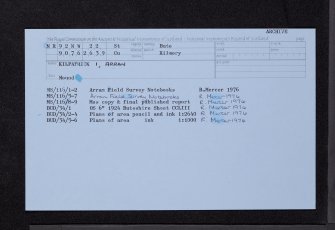 Arran, Kilpatrick, NR92NW 22, Ordnance Survey index card, Recto