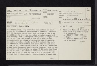 Arran, East Bennan, NR92SE 4, Ordnance Survey index card, page number 1, Recto