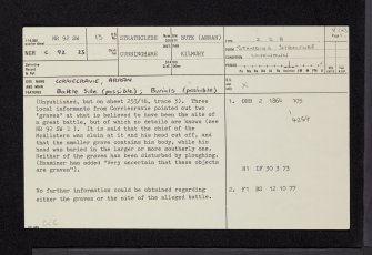 Arran, Corriecravie, NR92SW 13, Ordnance Survey index card, page number 1, Recto