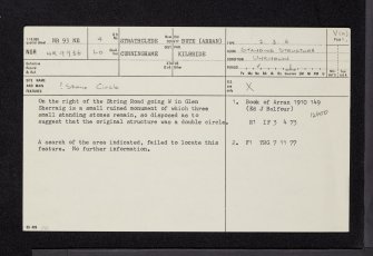 Arran, Glen Shurig, NR93NE 4, Ordnance Survey index card, page number 1, Recto