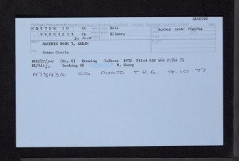 Arran, Machrie Moor, NR93SW 10, Ordnance Survey index card, Recto