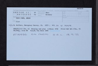 Arran, Moss Farm, NR93SW 11, Ordnance Survey index card, Recto