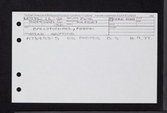 Arran, Ballymichael, NR93SW 16, Ordnance Survey index card, Recto