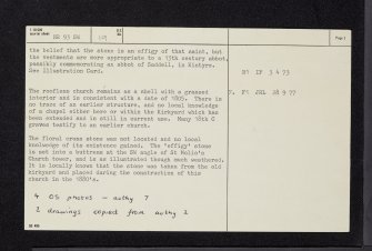 Arran, Pien, Saint Molaise's Chapel, NR93SW 19, Ordnance Survey index card, page number 2, Verso