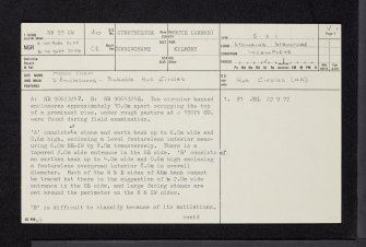 Moss Farm, Arran, NR93SW 40, Ordnance Survey index card, page number 1, Recto