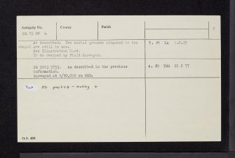 Kilbrannan Chapel, NR95NW 6, Ordnance Survey index card, page number 2, Verso