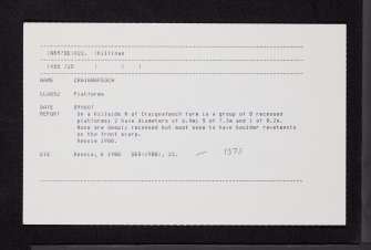 Craignafeoch, NR97SE 22, Ordnance Survey index card, Recto