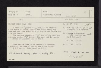 Loch Glashan, NR99SW 8, Ordnance Survey index card, Recto