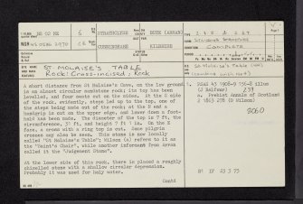 St Molaise's Table, NS02NE 6, Ordnance Survey index card, page number 1, Recto