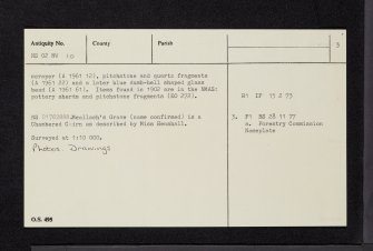 Arran, Monamore, Meallach's Grave, NS02NW 10, Ordnance Survey index card, page number 3, Recto