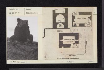 Arran, Kildonan Castle, NS02SW 10, Ordnance Survey index card, page number 1, Recto