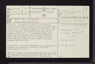 Arran, Torr An Loisgte, NS02SW 15, Ordnance Survey index card, page number 1, Recto