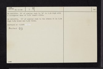 Arran, Brodick Home Farm, NS03NW 3, Ordnance Survey index card, page number 2, Verso