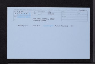 Arran, Brodick Home Farm, NS03NW 3, Ordnance Survey index card, Recto
