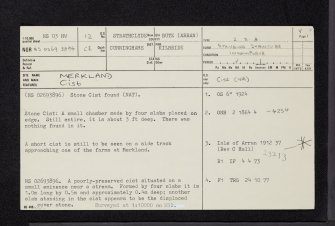 Arran, Merkland, NS03NW 12, Ordnance Survey index card, page number 1, Recto