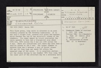 Arran, Glenrickard, NS03SW 9, Ordnance Survey index card, page number 1, Recto