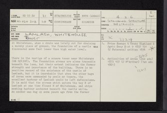 Arran, Lamlash, Whitehouse, NS03SW 21, Ordnance Survey index card, page number 1, Recto