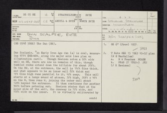 Bute, Dun Scalpsie, NS05NE 4, Ordnance Survey index card, page number 1, Recto