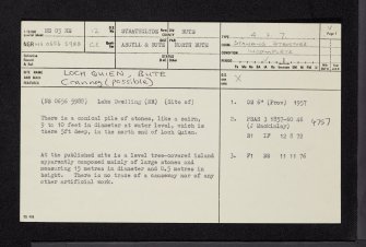 Bute, Loch Quien North, NS05NE 12, Ordnance Survey index card, page number 1, Recto