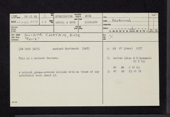 Bute, Suidhe Chatain, NS05SE 2, Ordnance Survey index card, page number 1, Recto