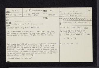 Bute, Little Dunagoil, NS05SE 3, Ordnance Survey index card, page number 1, Recto