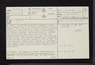 Bute, Little Dunagoil, NS05SE 7, Ordnance Survey index card, page number 1, Recto