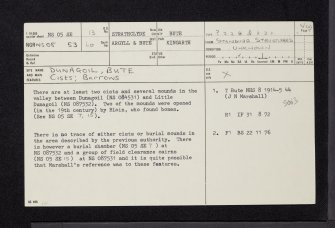 Bute, Dunagoil, NS05SE 13, Ordnance Survey index card, page number 1, Recto