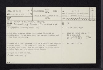 Bute, Craigberoch, NS06SE 19, Ordnance Survey index card, page number 1, Recto