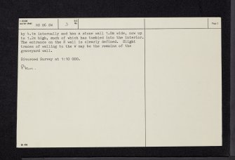 Bute, Kilchousland Chapel, NS06SW 3, Ordnance Survey index card, page number 2, Verso