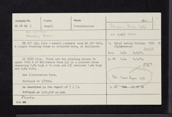 Balliemore, NS08SE 3, Ordnance Survey index card, Recto