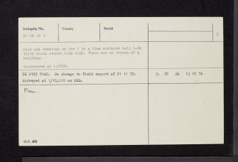 Auchenbreck Castle, NS08SW 1, Ordnance Survey index card, page number 2, Verso