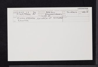 Cumlodden, Church Of Scotland, NS09NW 12, Ordnance Survey index card, Recto