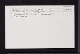 Fletcher Of Dunans Mausoleum, NS09SW 12, Ordnance Survey index card, Recto