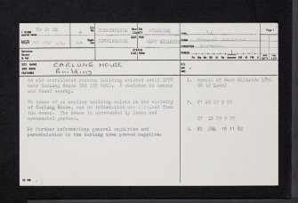 Carlung House, NS14NE 4, Ordnance Survey index card, page number 1, Recto