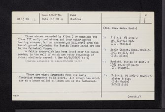 Great Cumbrae Island, Millport, Mid Kirkton, NS15NE 12, Ordnance Survey index card, page number 2, Verso