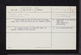 Great Cumbrae Island, Millport, NS15NE 19, Ordnance Survey index card, Recto