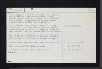 Hawking Cave, NS15SE 3, Ordnance Survey index card, page number 2, Verso
