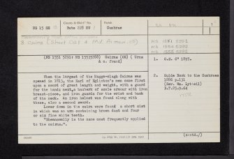 Little Cumbrae Island, Sheanawally Point, NS15SE 13, Ordnance Survey index card, page number 1, Recto