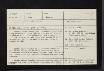 Little Cumbrae Island, Castle Island, Castle, NS15SE 14, Ordnance Survey index card, page number 1, Recto