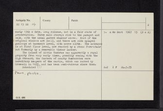 Little Cumbrae Island, Castle Island, Castle, NS15SE 14, Ordnance Survey index card, page number 2, Verso
