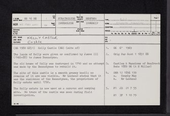 Kelly Castle, NS16NE 1, Ordnance Survey index card, page number 1, Recto