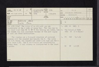 Bute, Rothesay, Ascog, Salt Pans, NS16SW 2, Ordnance Survey index card, page number 1, Recto