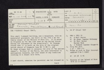 Bute, Mount Stuart, NS16SW 7, Ordnance Survey index card, page number 1, Recto