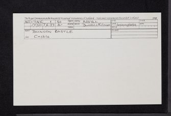 Dunoon Castle, NS17NE 1, Ordnance Survey index card, Recto