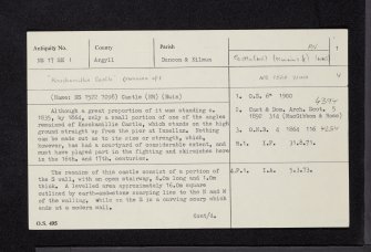 'Knockamillie Castle', NS17SE 1, Ordnance Survey index card, page number 1, Recto