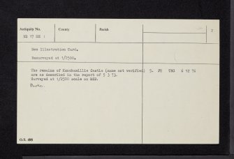 'Knockamillie Castle', NS17SE 1, Ordnance Survey index card, page number 2, Recto