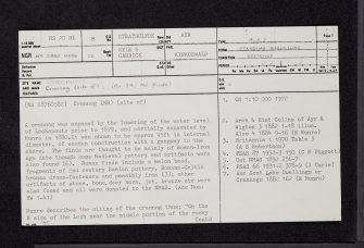 Lochspouts, NS20NE 8, Ordnance Survey index card, page number 1, Recto