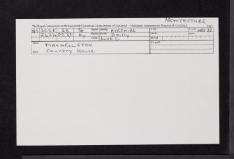 Maxwellston, NS20SE 25, Ordnance Survey index card, Recto