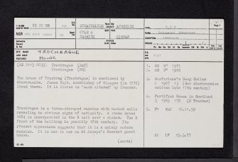 Trochrague, NS20SW 10, Ordnance Survey index card, page number 1, Recto